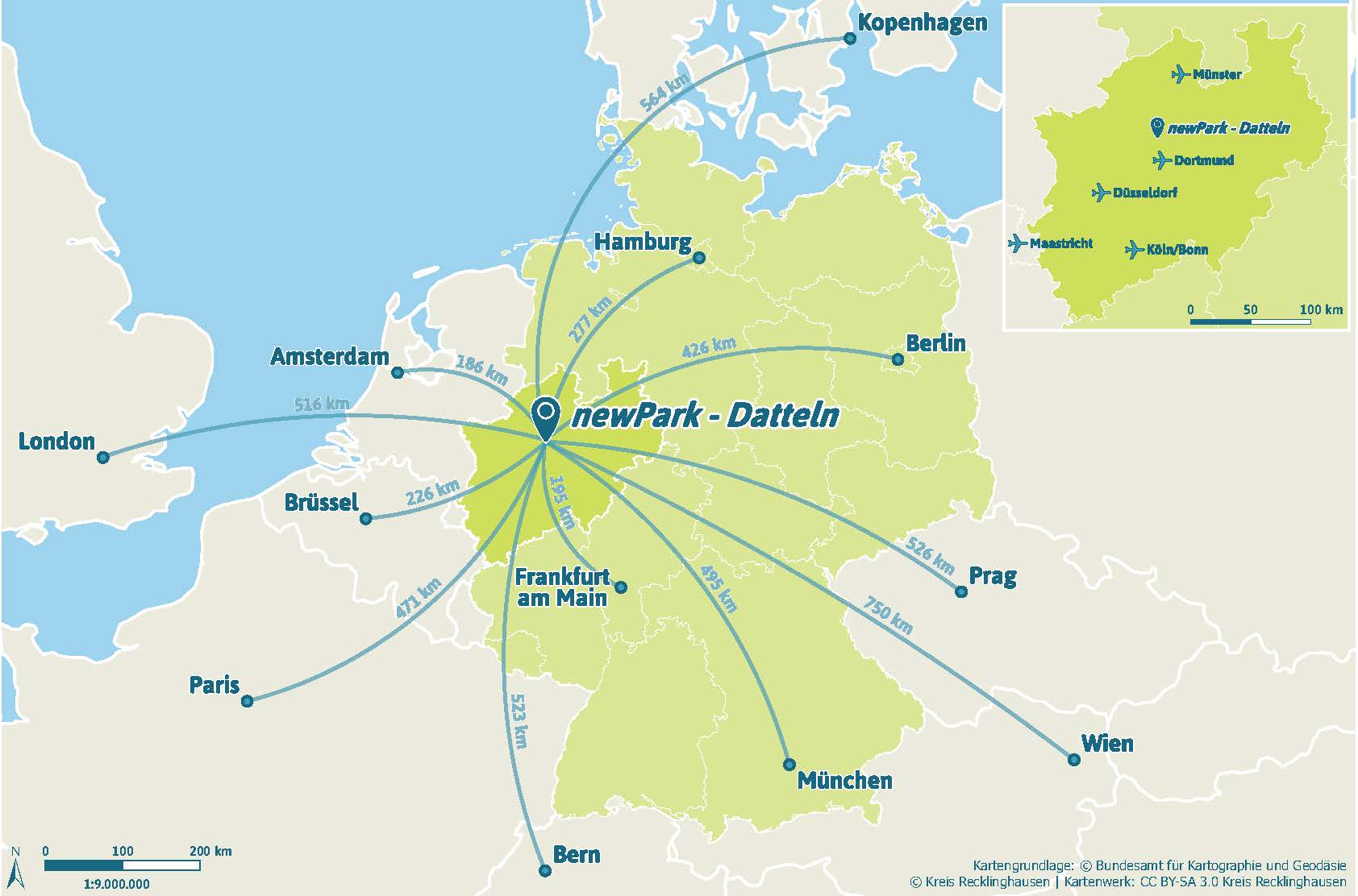 Von Datteln aus nach ganz Europa: der newPark hat eine gute Anbindung.