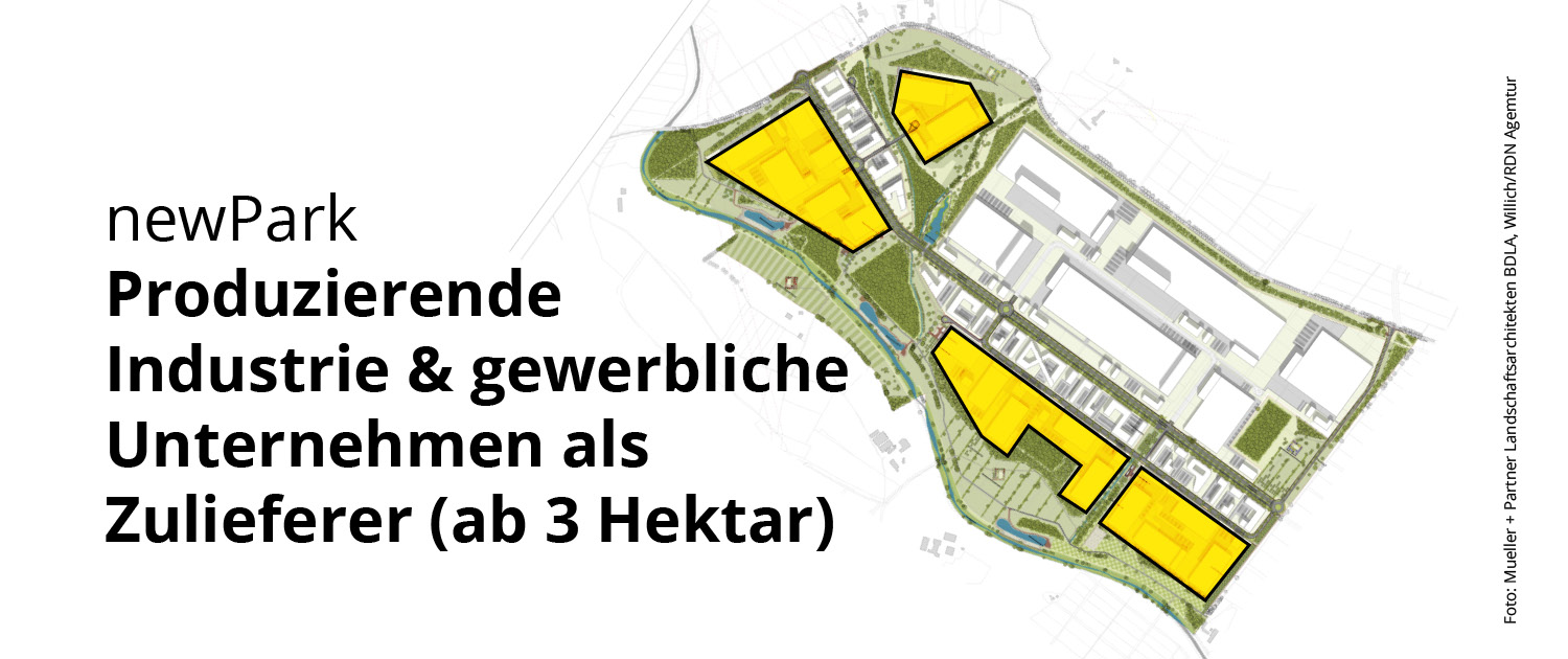 newPark Produzierende Industrie & gewerbliche Unternehmen als Zulieferer (ab 3 Hektar)