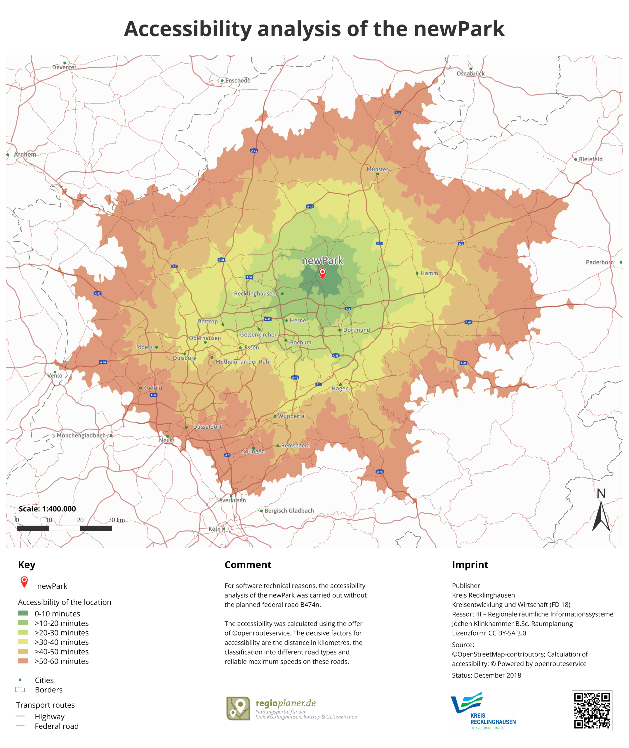 Central location: Accessibility analysis of the newPark.